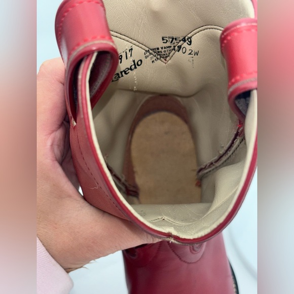 LOREDO Women’s Red Cowboy Boot Vintage Western Shoe Leather Cowgirl Roper 7.5 - Picture 12 of 12